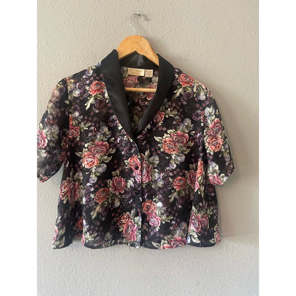 Victoria’s Secret Vintage‎ 90s Sheer Floral Loungewear Crop Top